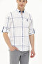 100% Cotton Men's Charisma Large Checkered White Men's Shirt - Comfortable Fit