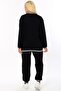 Round Neck Front Stripe Stone Embroidered Long Sleeve Pocket Elastic Waist and Laced Comfortable Tracksuit Set - 7