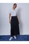 Denim Skirt with Metal Buckle Detail Anthracite