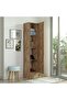 Iron Mirrored Shoe Cabinet Pine finish - 5