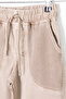 Beige Pocket Woven Detailed Elastic Waist Boy's Linen Trousers 20417 - 3