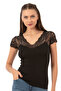 Özkan 26947 Women's Cotton Modal Flexible Soft Front Lace Detailed V-Neck Undershirt