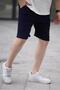 Navy Blue Adjustable Waist Pocketed Short Men's Shorts 6544 - 3