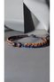 Bensei̇ Ceyt (Jade) Stone, Tan - Navy Blue Adjustable Men's Bracelet - 2