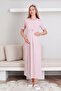 Maternity nightgown and robe set with shawl collar viscose 2-piece maternity set / slippers and crown gifted - 5