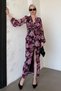 Purple Floral Button Detailed Women's Dress Mg2314 - 7
