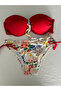 Women's Red Stone Embroidered Lined Bikini Suit Hzl25S-Lc208 - 6