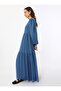 Balloon Sleeve Lined Chiffon Hijab Dress - Indigo - Benin - 6