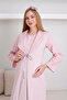 Maternity nightgown and robe set with shawl collar viscose 2-piece maternity set / slippers and crown gifted - 2
