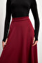 Women's Burgundy Shiny Puff Scuba Flared Skirt - 5