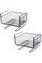 2 Pack Under Shelf Basket with Hooks – Stable Hanging Storage for Kitchen,  Bathroom (Black)