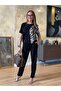 Women's Crew Neck Short Sleeve Leopard Printed Blouse And Pants Two-Piece Set - 5