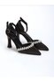 Satin Material Women's Evening Dress Shoes with Stone on the Front - 4