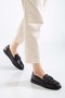 Women's Genuine Leather Casual Shoes - Black