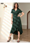 Women's Double Breasted Collar Midi Length Belted Crepe Dress 120 cm - 3