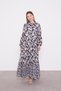 Navy Blue Flower Branch Pattern Dress - 2