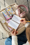 9X14 cm Hard Cover Spiral Straight-Line Unlined 4-Pocket Notepad Set - Ribbon - 3