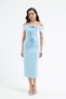Women's Baby Blue Slim Fit Collar Detailed Promise Engagement Wedding Evening Dress - 2