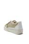 Cream Color Stone Flat Sole Women's Denim Sneakers - 4