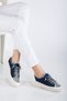 Neva Stone Flat Sole Women's Navy Blue Denim Sneakers