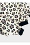 Girl's Cotton Cream Color Leopard Patterned Long Sleeve Seasonal Pajama Set - 4