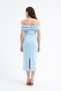 Women's Baby Blue Slim Fit Collar Detailed Promise Engagement Wedding Evening Dress - 5