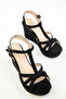 Black Suede Women's Wedge Heeled Shoes 17841 - 4