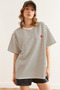 Women's Black Heart Embroidery Striped Comfortable Fit T-Shirt Tsh- 19000837