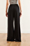 Women's Black Lace-Up Pocketed Thick Ribbed Loose Pajama Bottoms Pjma-0000003 - 7