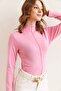 Women's Pink Front Stitching Detail Stand Collar Soft Textured Lycra Blouse Blz- 19002852 - 6