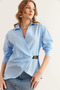 Women's Baby Blue Shirt Collar Belt Detail Shirt Gml- 19001277