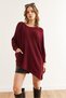 Women's Burgundy Pocket Asymmetrical Cut Viscose Knitwear Blouse Blz- 19002851 - 4