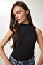 Women's Black Turtleneck Cotton Knitted Blouse GT00004
