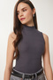 Women's Anthracite Turtleneck Cotton Knitted Blouse GT00004 - 2