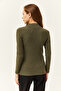Women's Khaki Button Detailed Half Fisherman Lycra Blouse BLZ-19001608 - 4