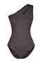 Antrasit Asimetrik Yaka Cut Out Detaylı Esnek Çıtçıtlı Örme Body TWOSS23BD00014 - 6