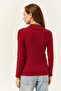 Women's Claret Red Button Detailed Half Fisherman Lycra Blouse BLZ-19001608 - 2