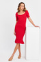 Women's Red Balloon Sleeve Skirt Flounced Seasonal Midi Dress Yi̇2244 - 2
