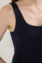 Lacivert Fitted/Vücuda Oturan Sırtı Detaylı Kare Yaka Çıtçıtlı Esnek Örme Body TWOSS24BD00026 - 3