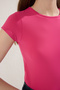 Fuşya Poliamid Kısa Kol Bisiklet Yaka Fitted/Vücuda Oturan Örme T-Shirt TWOSS24TS00238 - 3
