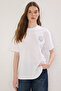 Beyaz Kalın Pamuklu Sırt Baskılı Oversize/Geniş Kalıp Örme T-shirt TWOSS25TS00106 - 2
