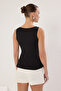 Siyah Peplum Fitted/Vücuda Oturan Örme Bluz TWOSS25BZ00265 - 4