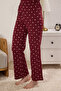 Bordo %100 Pamuklu Puantiye ve Kalpli Örme Pijama Takımı THMAW25PT00039 - 3