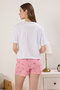 Beyaz %100 Pamuklu Çizgili Biber Desenli Şortlu Örme Pijama Takımı THMSS25PT00261 - 5