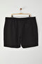 Big Size Basic Black Oversize/Wide Cut Elastic Waist Lace-Up Shorts Tmnss25Ap00003 - 9