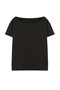 Siyah %100 Pamuk Oversize/Geniş Kalıp Kayık Yaka Örme T-Shirt TWOSS20TS0140 - 8