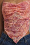 Pembe Baskılı Crop Asimetrik Etek Uçlu Tül Örme Bluz TWOSS23BZ00566 - 6