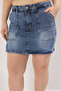 Blue High Waist Denim Plus Size Shorts Skirt Tbbss25Ap00022 - 3
