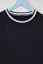 Navy Blue Girl's 100% Cotton Basic Regular Fit Piping Detailed Knitted T-Shirt Tkdss25Ts00064 - 3