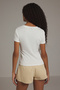 Ekru Geyik Baskılı Fitted/Vücuda Oturan Örme T-Shirt TWOSS25TS00095 - 4